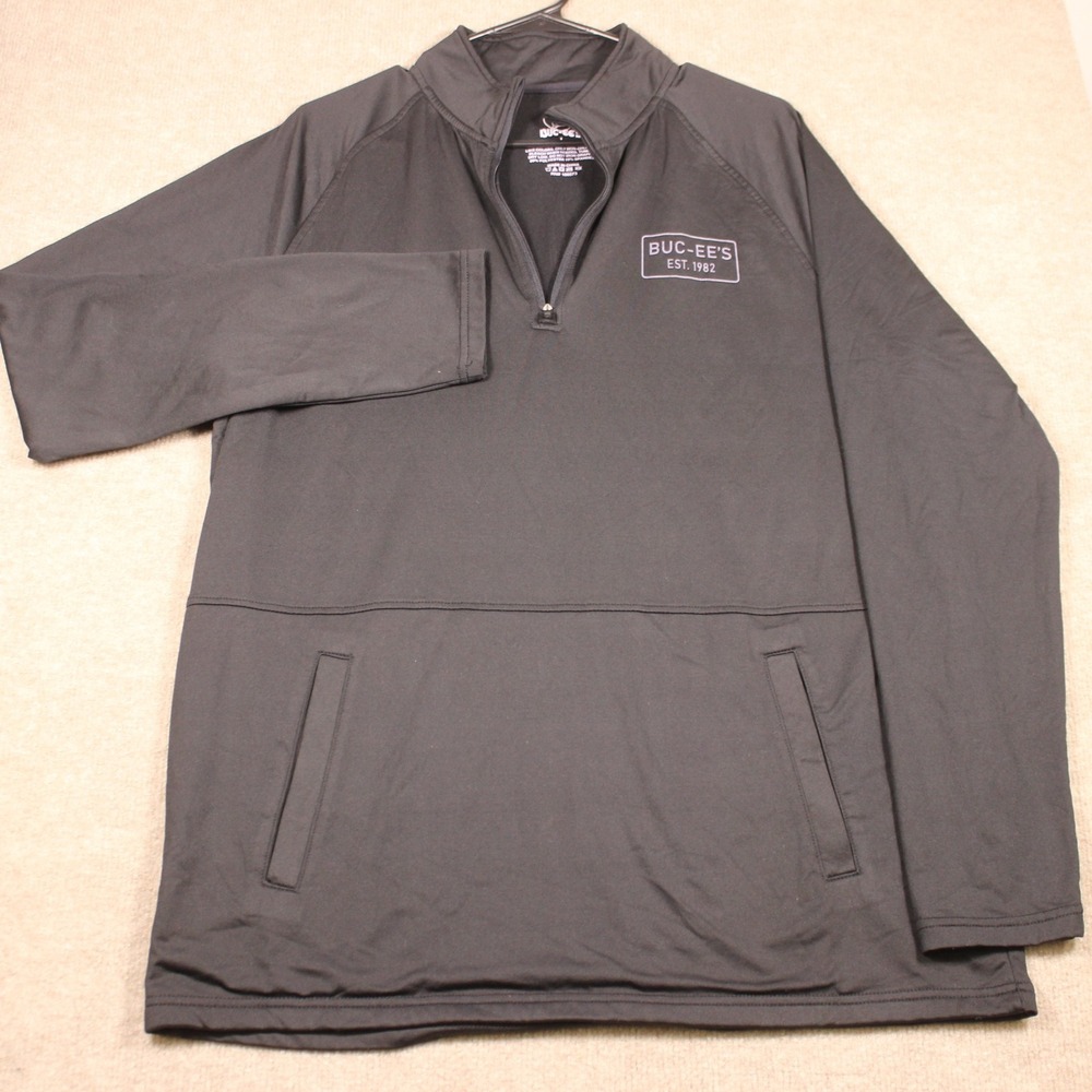 Buc-ee's Mens Black Quarter Zip Performance Pullover Jacket Large